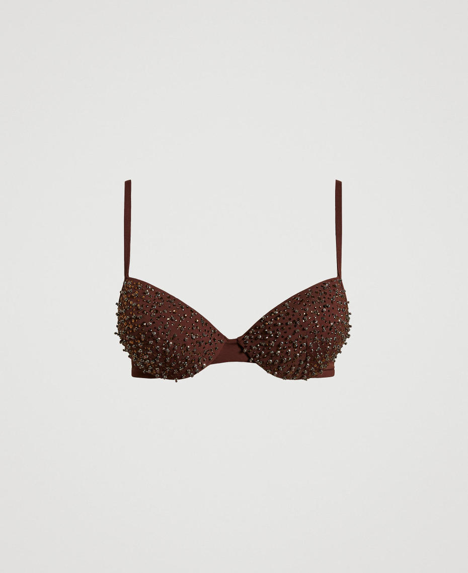Push-up-Bikinitop mit Stickerei Brown Stone Frau 251LBMA45_12133_S0