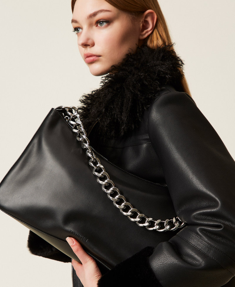 'Liliane' medium leather bag Black/Nickel Woman 999TB7010_12694_T0