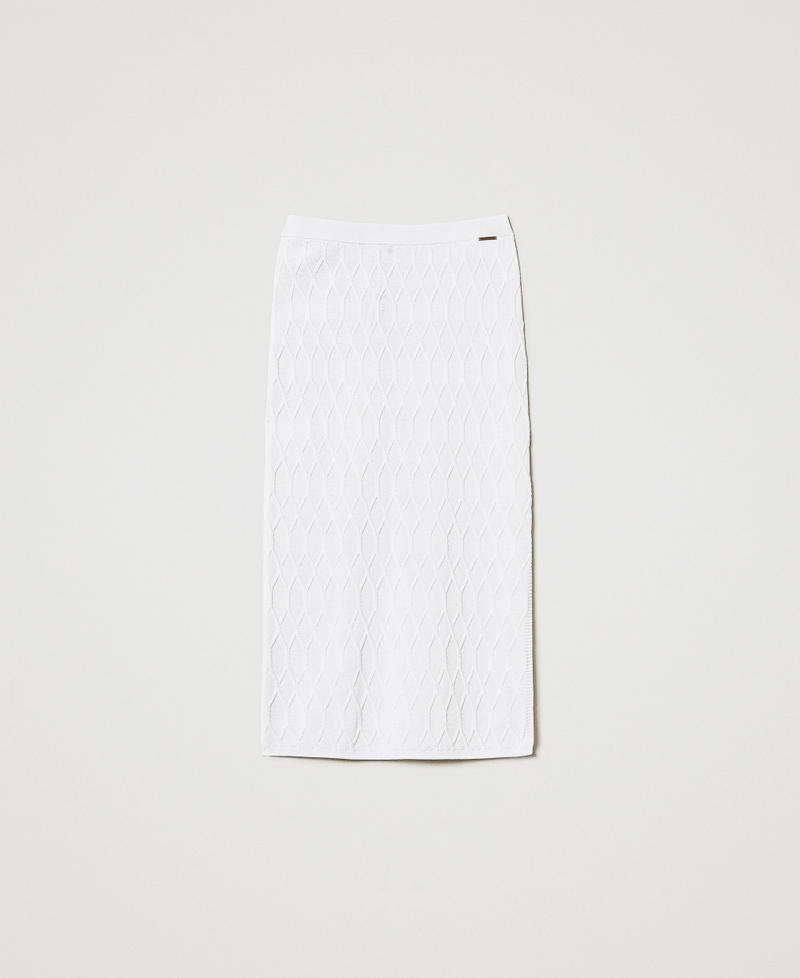 Lozenge pattern midi knit skirt White Cloud Woman 251LL3HCC_12105_S0