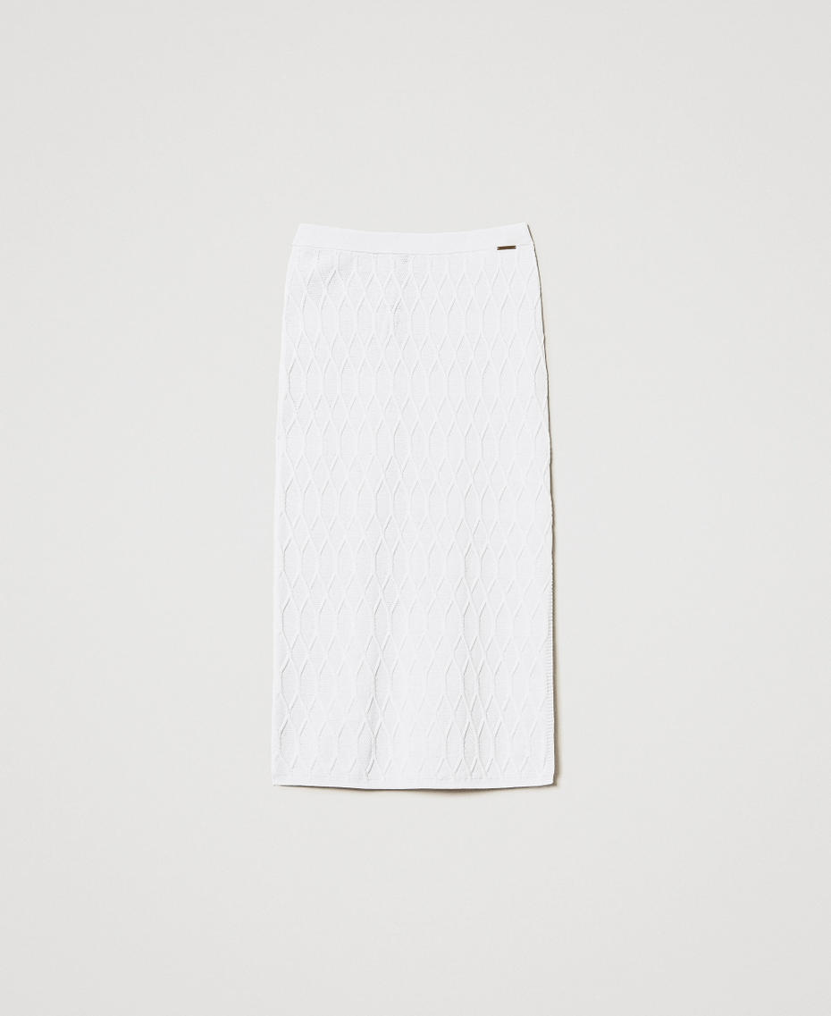 Lozenge pattern midi knit skirt White Cloud Woman 251LL3HCC_12105_S0