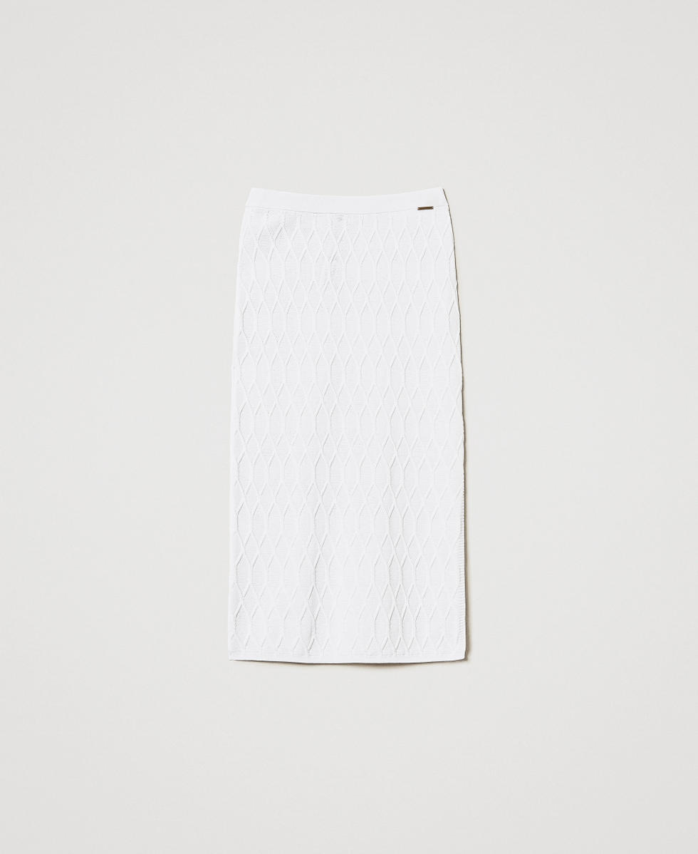 Jupe mi-longue en maille avec losanges White Cloud Femme 251LL3HCC_12105_S0