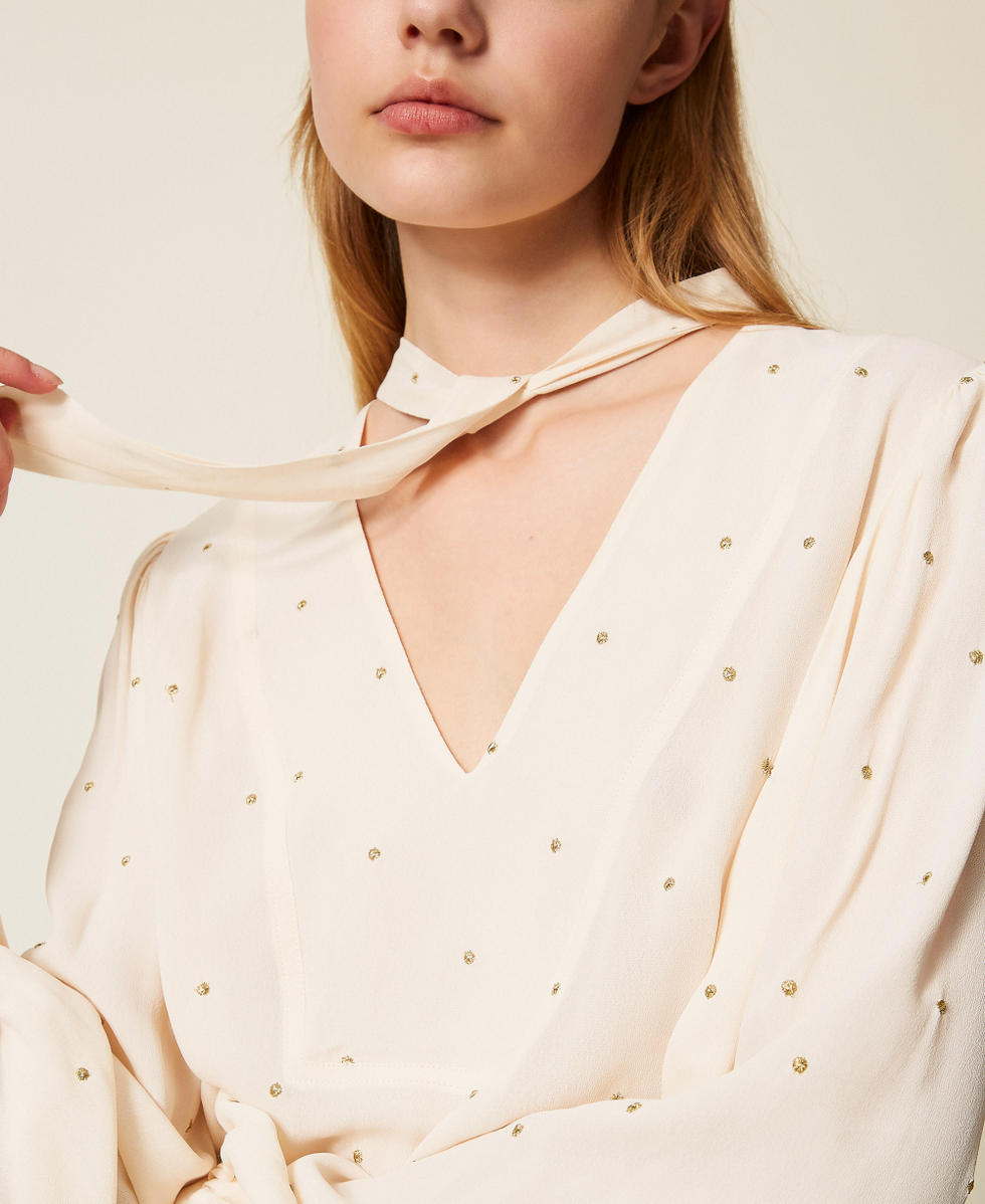 Bluse mit Lurex-Stickerei &bdquo;Parchment&ldquo;-Beige Frau 252TP2032_07222_04