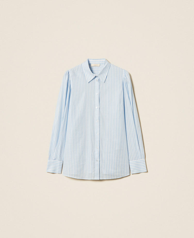 Camicia in popeline a righe Riga Giglio / Azzurro "Topazio" / Lurex Donna 261TE2081_13281_S0