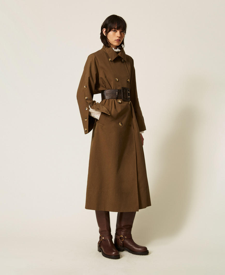 Cotton-blend gabardine trench coat Beech Green Woman 262TP270A_12537_01