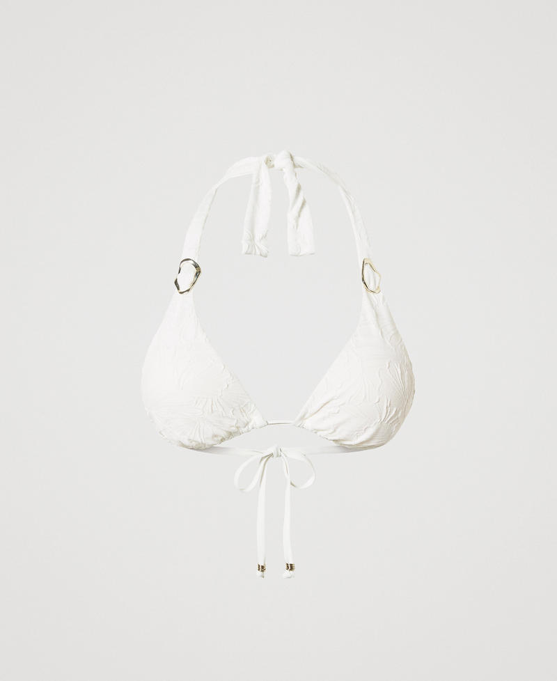 Haut de maillot de bain triangle jacquard avec anneaux Blanc Sugar Femme 251LMMB22_00632_S0