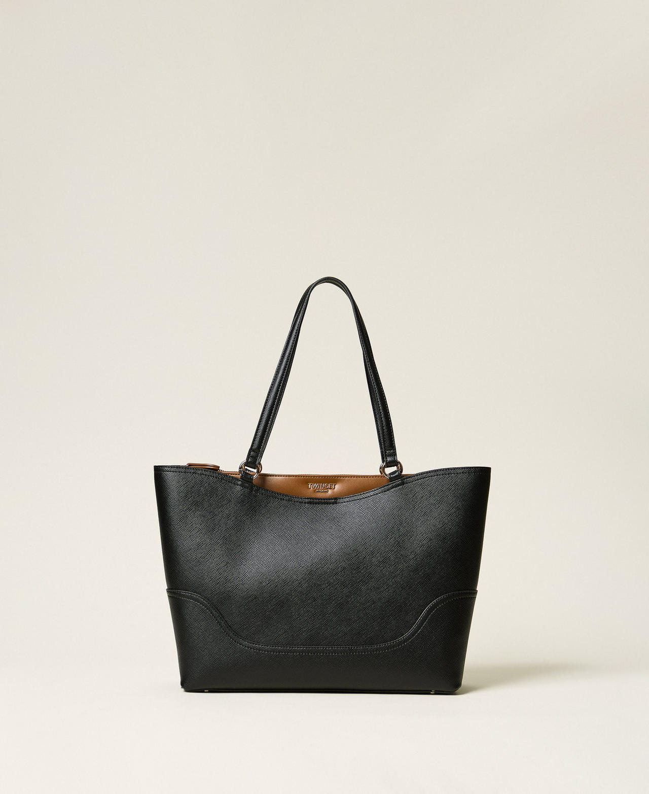 Twinset Women's Two Tone Black/Land Brown Two-Tone Unlined Shopper Bag - Image 1