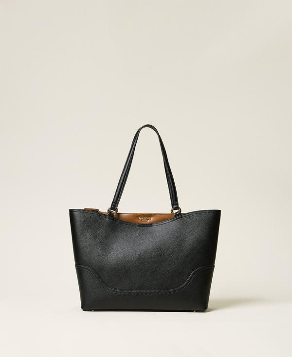 Two-tone unlined shopper bag