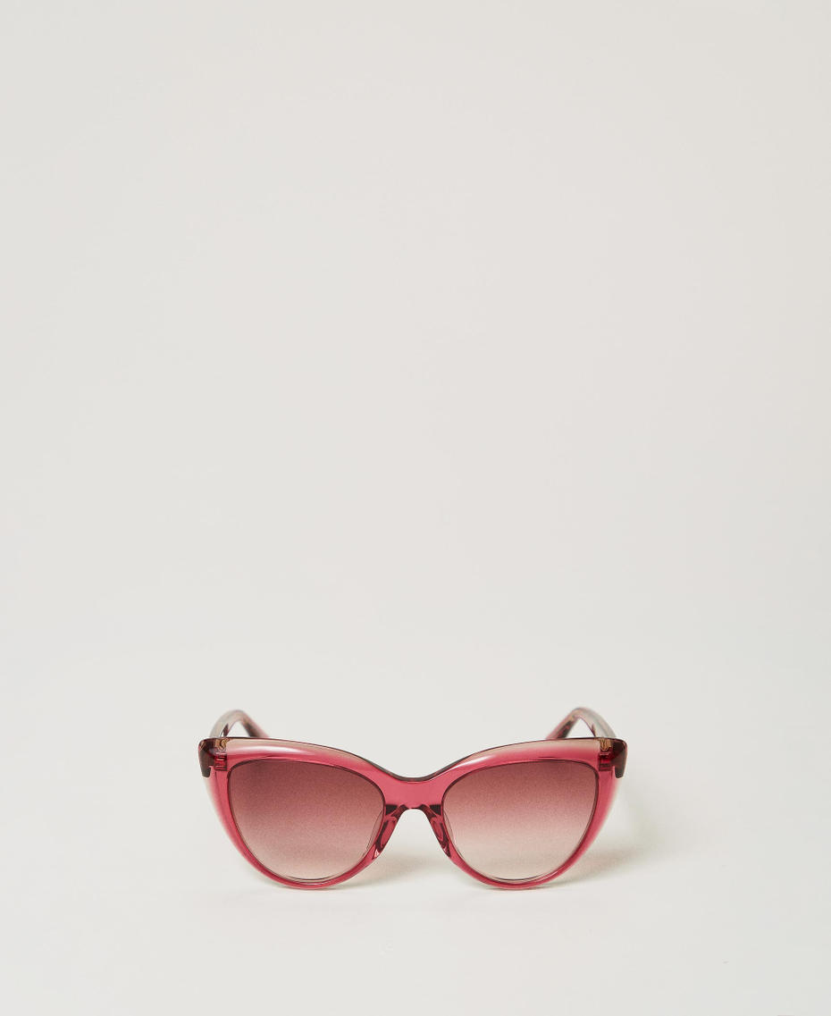 Transparent butterfly sunglasses Transparent Pink Top/Powder Pink Woman 999TZ5060_12470_01