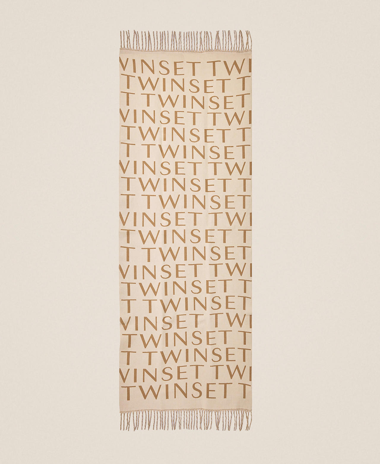 Wool cloth stole with logo Two-tone Mother of Pearl/"Dune" Beige Woman 262LI4BVV_13720_05