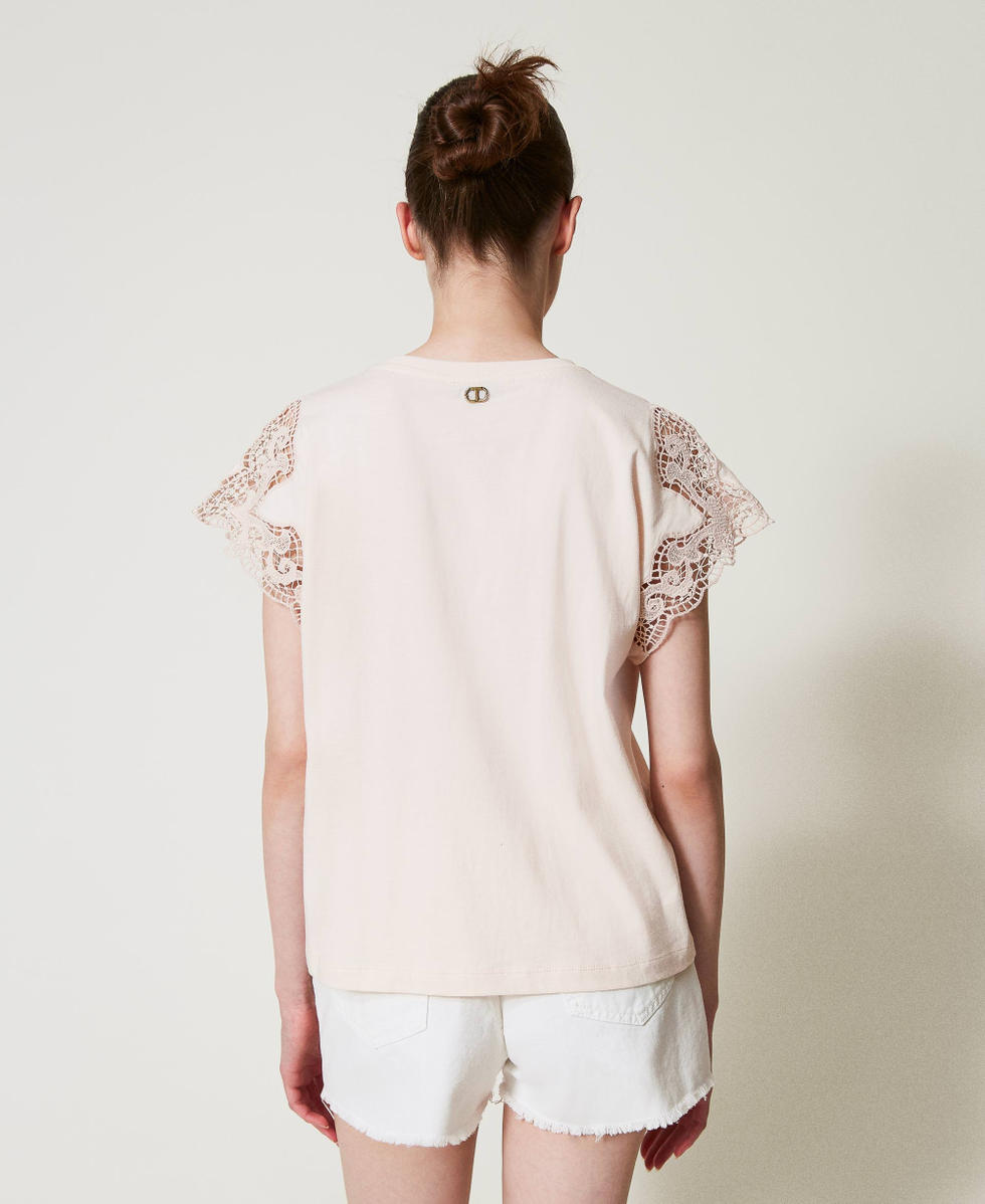 T-shirt regular con pizzo
