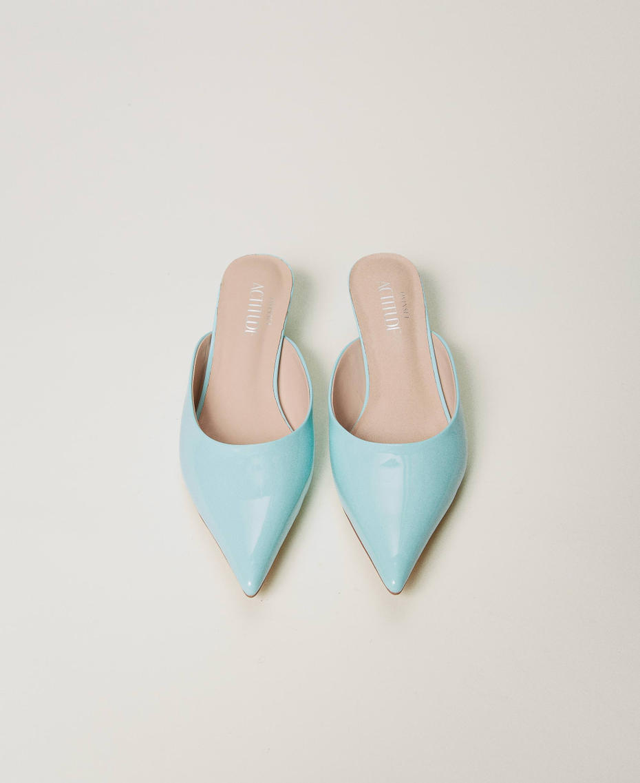 Faux patent leather mules court shoes Light Canal Blue Woman 251ACP012_12134_04
