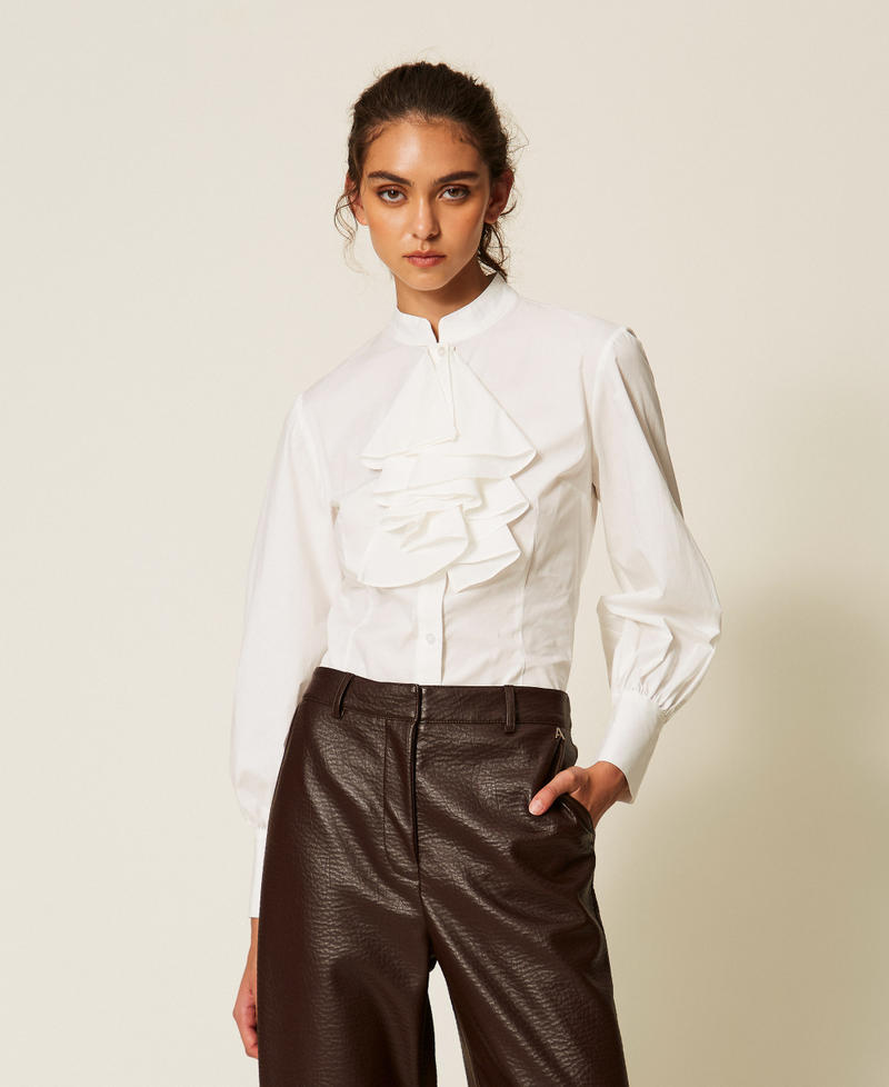 Poplin shirt with ruffles Off White Woman 262AP2410_00526_01