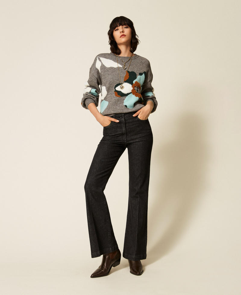 Five-pocket flared jeans Black Denim Woman 262AT2280_01103_01