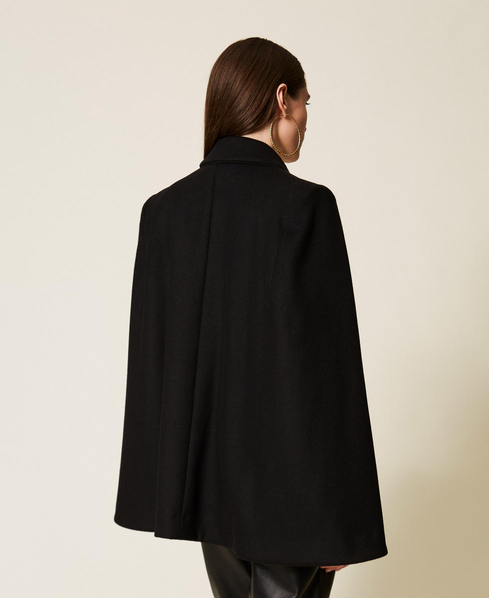 Caban im Cape-Stil aus Wollmischtuch Schwarz Frau 252TS2130_00006_03