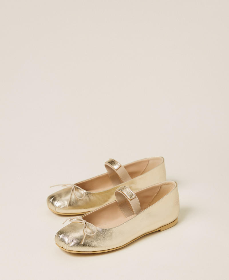 Ballerines babies en cuir Platine Fille 261GCJ022_10363_02