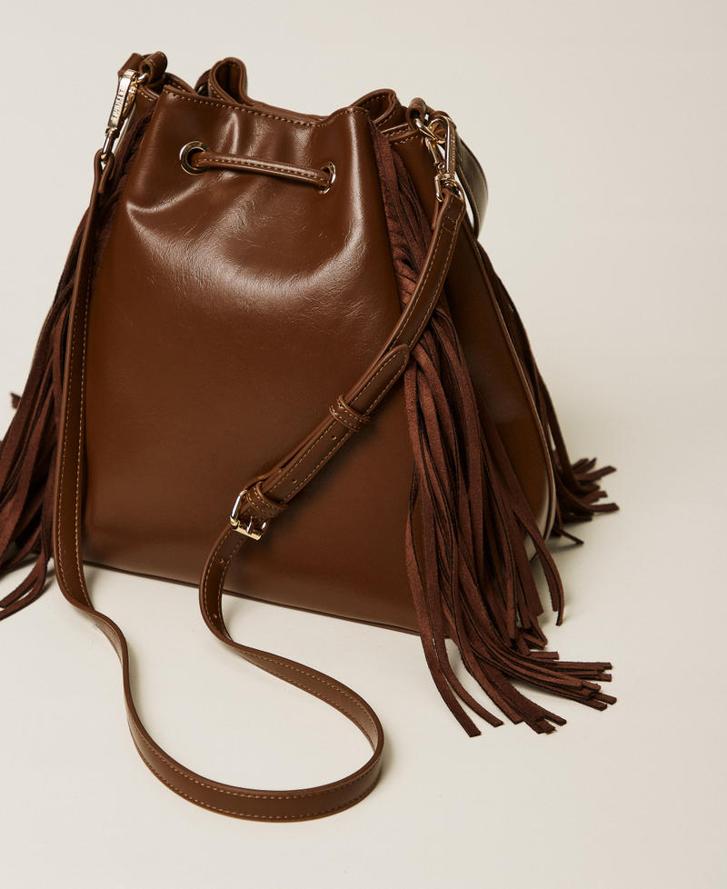 'Melrose' bucket bag with fringes Coffee Woman 252TB7120_00203_03