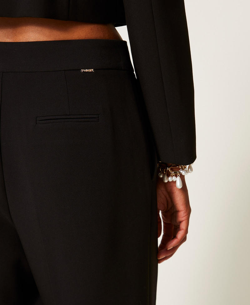 Pantaloni dritti in cr&ecirc;pe Nero Donna 262TT2423_00006_04