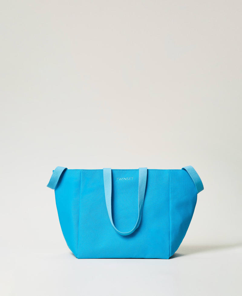 Borsa shopper in canvas Turquoise Donna 251LB7ACC_12132_01