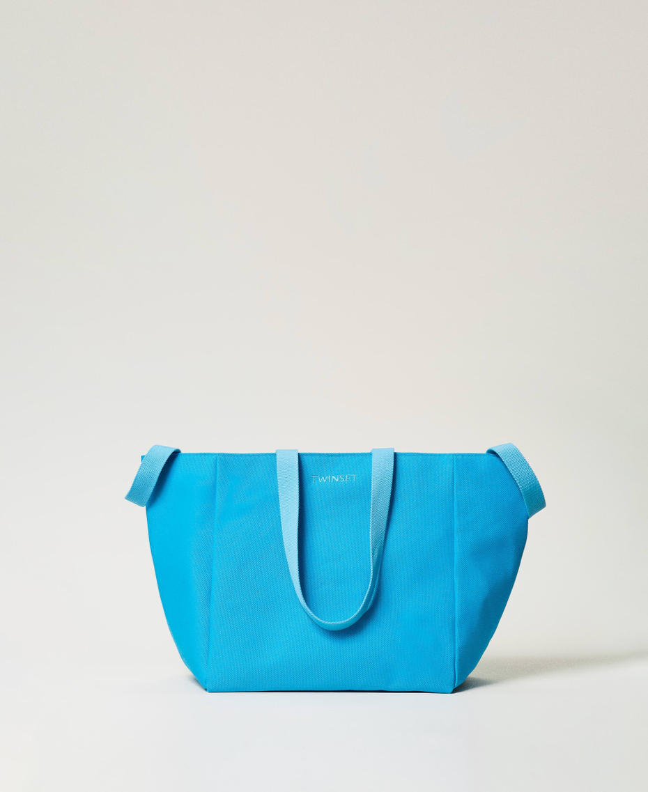 Borsa shopper in canvas Turquoise Donna 251LB7ACC_12132_01