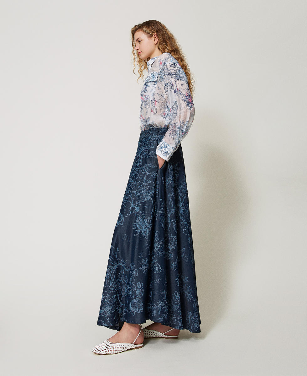 Falda larga MYFO vaquera de flores Denim Toile De Jouy Mujer 251AQ2114_12433_02