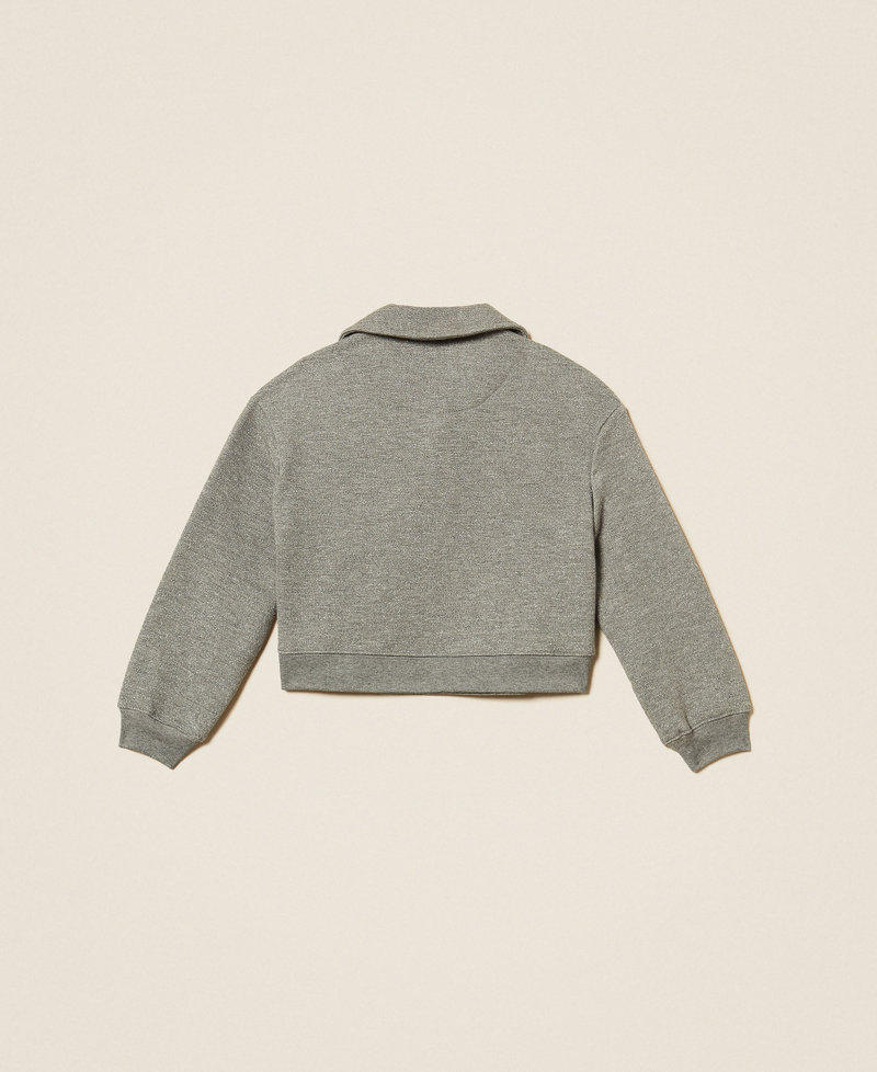 Sweatshirt with lurex and embroidered logo Dark Grey Melange Girl 262GJ2154_12839_S1