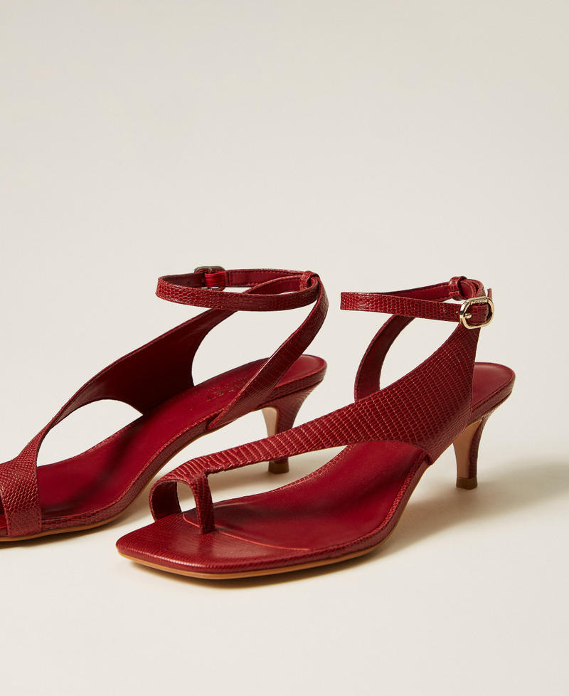 Leather thong sandals Red Berry Tejus Print Woman 261TGT012_13532_02