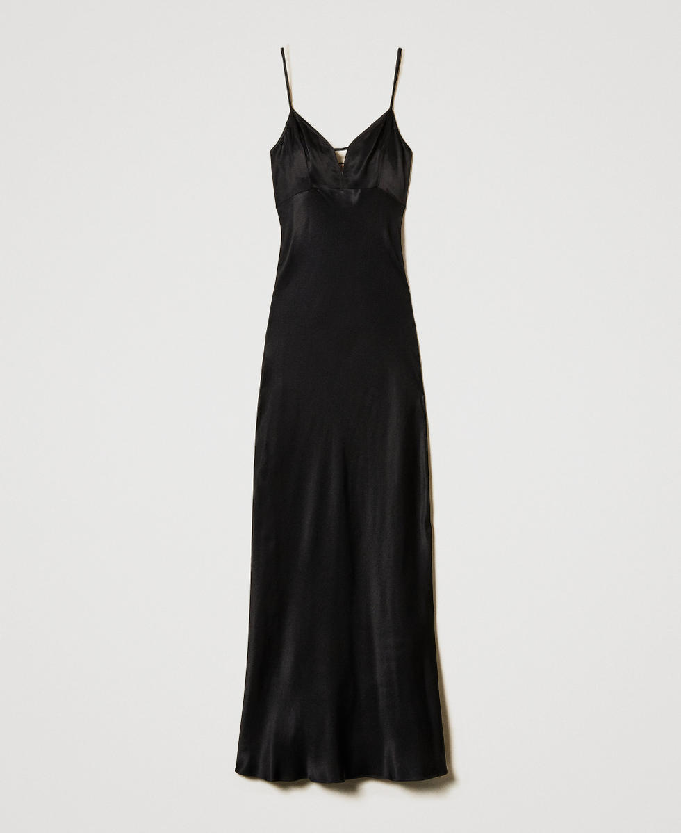 Long satin slip dress