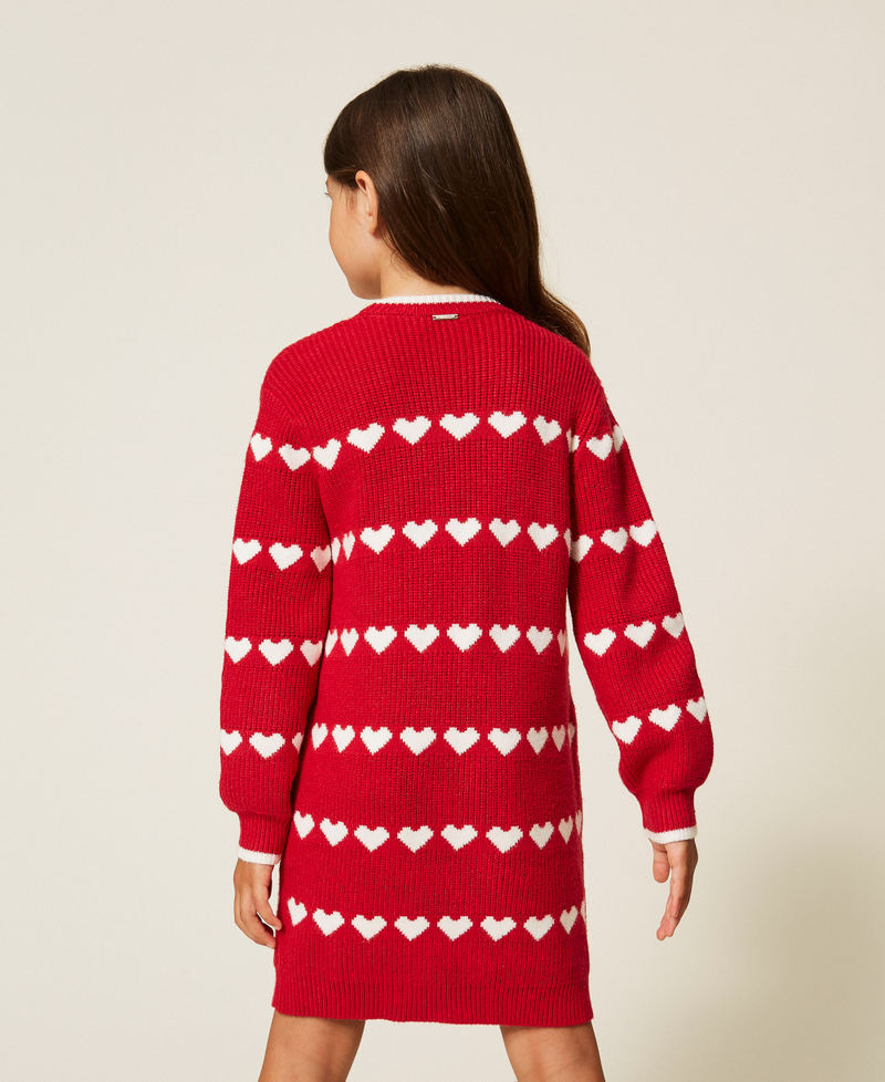 Kurzes Babykleid mit Jacquardherzen "Magentarot" / "Schneewei&szlig;" M&auml;dchen 262GB3031_13793_03
