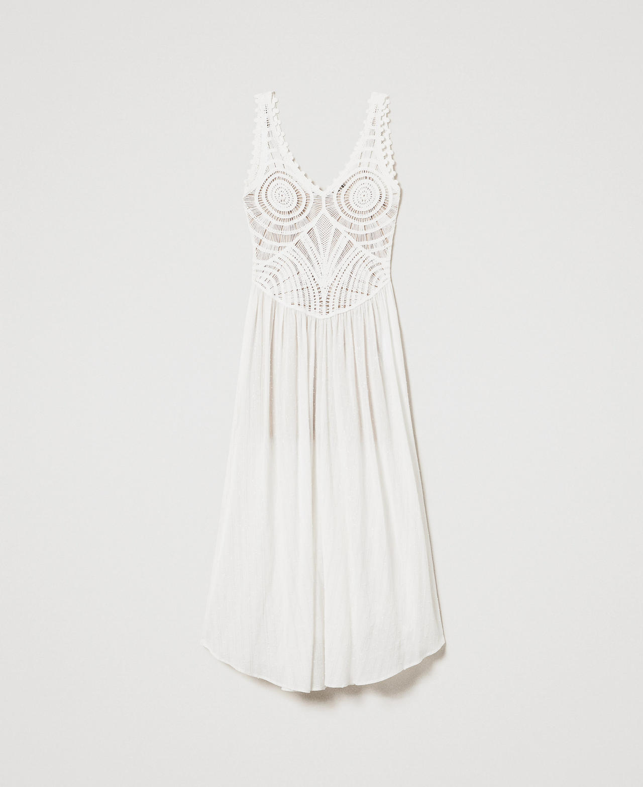Long dress with crochet knit White Snow Woman 251TT3120_00282_0S