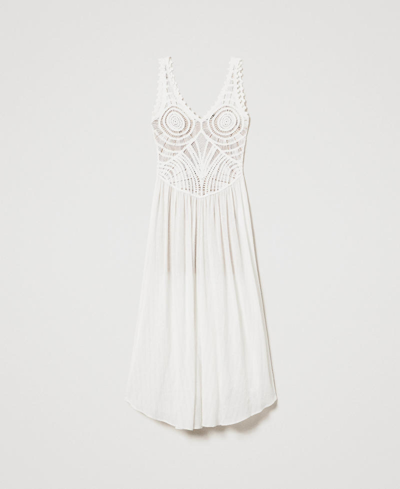 Robe longue avec maille crochet Blanc Neige Femme 251TT3120_00282_S0