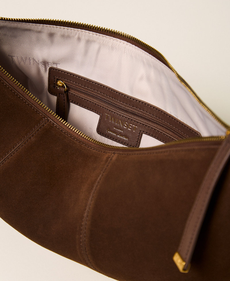 Hobo-Tasche aus Veloursleder mit Quaste "Dark Coffee"-Braun Frau 262TD8231_06095_04