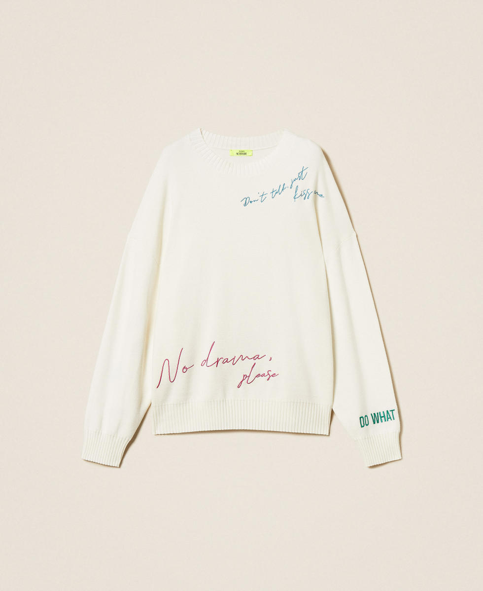 MYFO jumper with multicolour embroidery "Papers" White Woman 252AQ3070_00840_S0