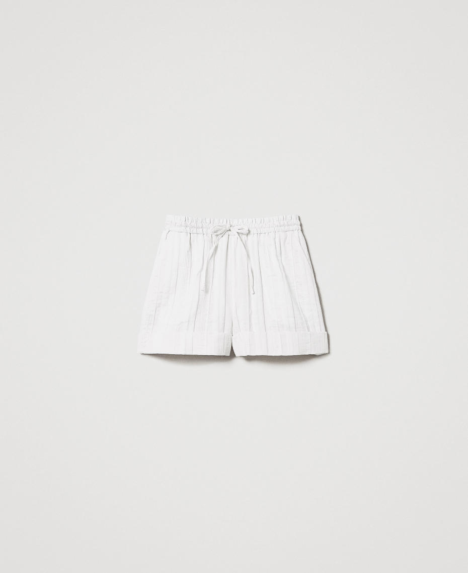 Shorts in misto lino rigato Bianco Neve Donna 251TT2142_00282_S0