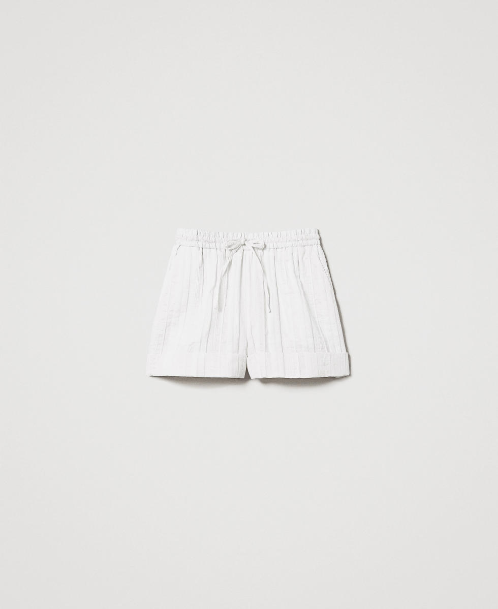 Shorts in misto lino rigato Bianco Neve Donna 251TT2142_00282_S0