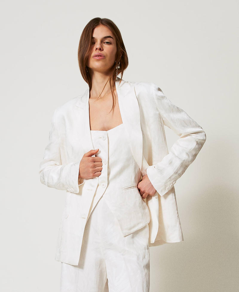 Blazer in jacquard satin White Snow Woman 251TT2175_00282_01
