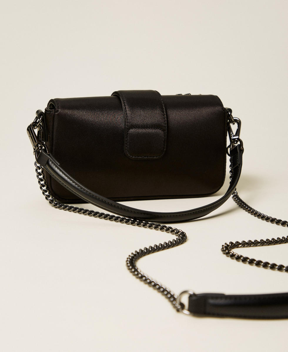 Borsa a tracolla &lsquo;Amie&rsquo; in raso con strass Nero Donna 252TD8380_00006_03