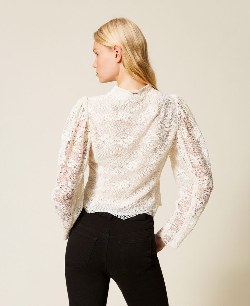 Macram&eacute; lace jacket Mother Of Pearl Woman 261TP2902_00059_03