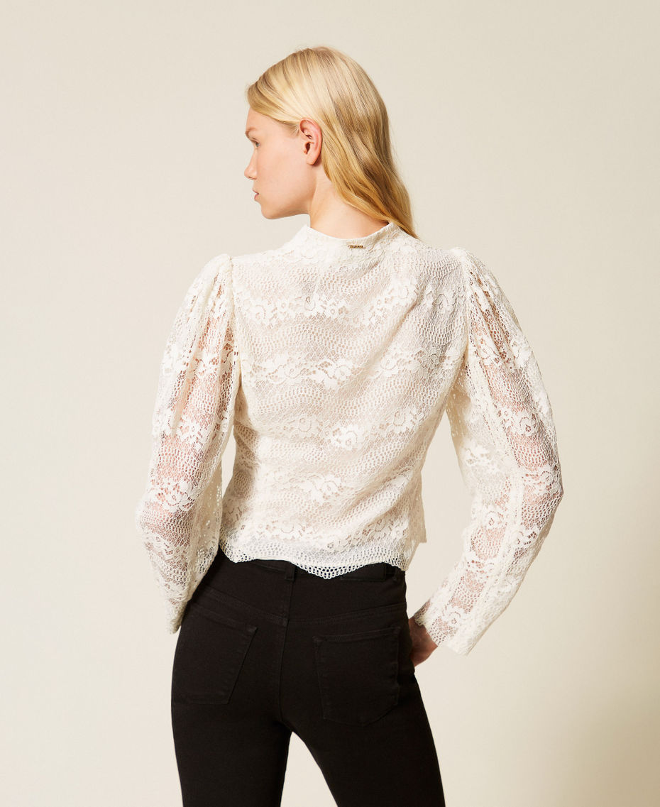 Macram&eacute; lace jacket Mother Of Pearl Woman 261TP2902_00059_03