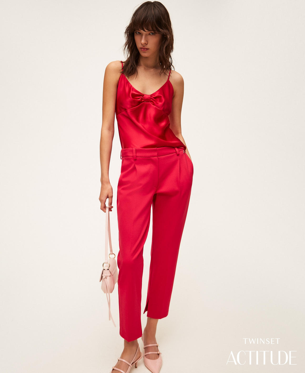 Cigarette trousers with slits Magenta Red Woman 261AP2148_13160_PA