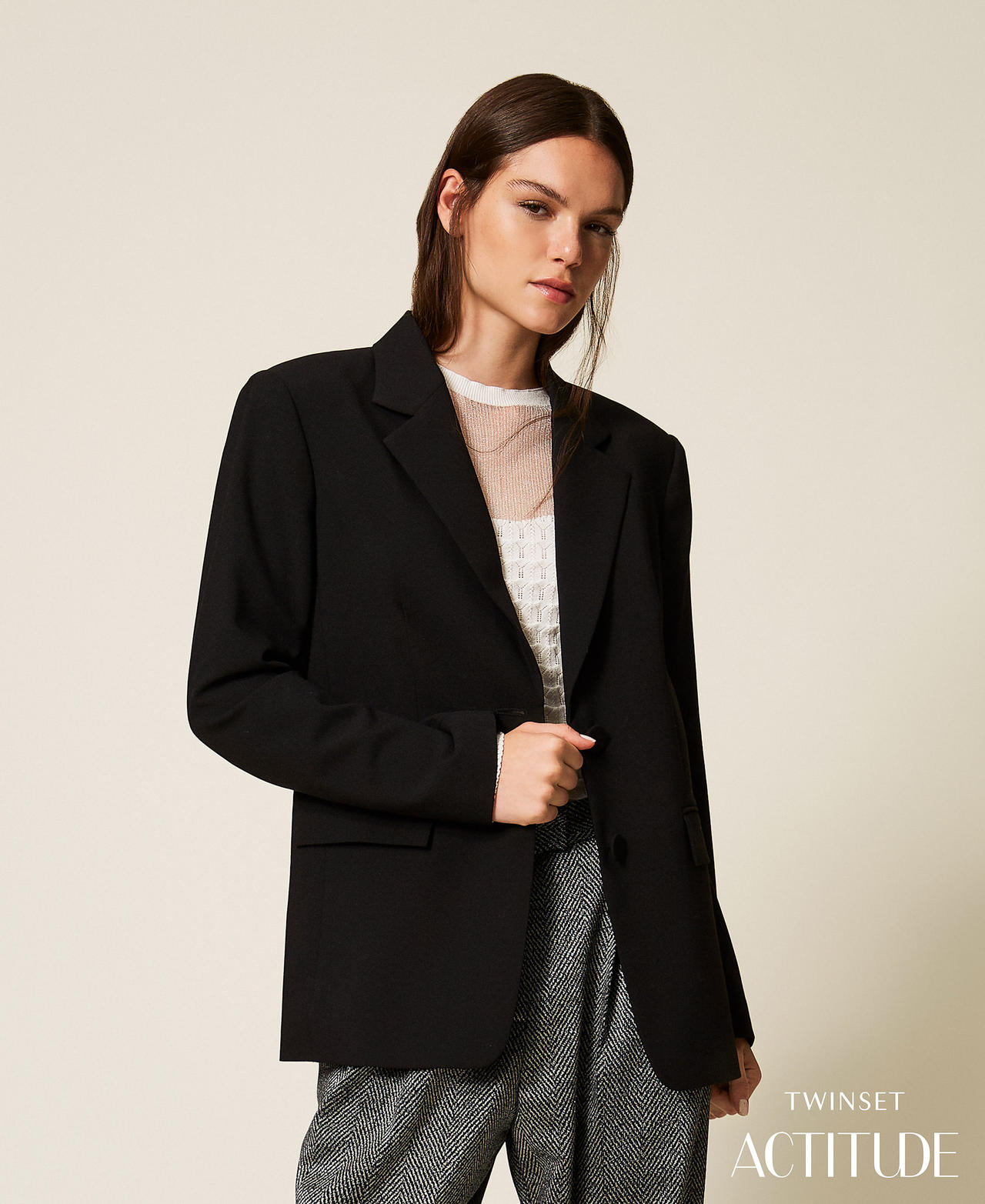 Lazutom Giacca da donna casual a maniche lunghe con bottoni, sottile, da lavoro, ufficio, in velluto, Nero , 38