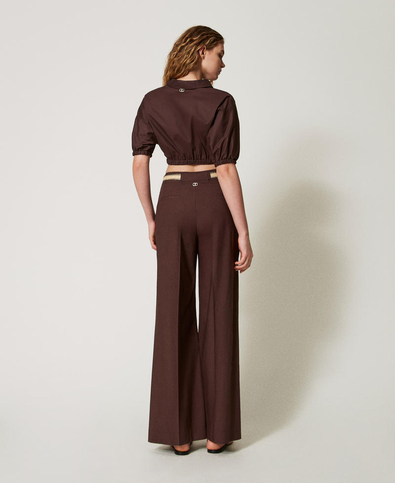 Palazzo trousers in poplin with belt Coffee Woman 251TT2105_00203_03