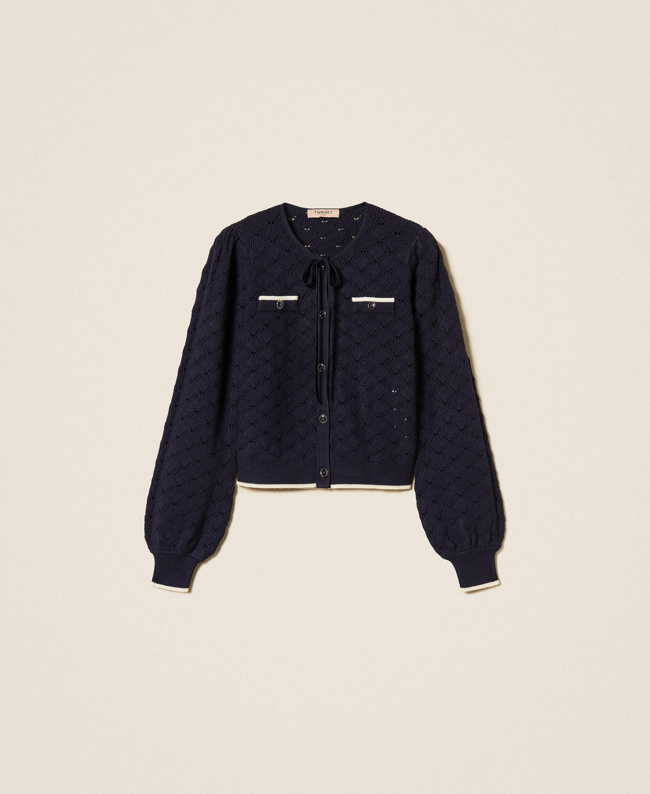Cardigan in maglia jacquard Blue Night Donna 261TP3032_13172_S0