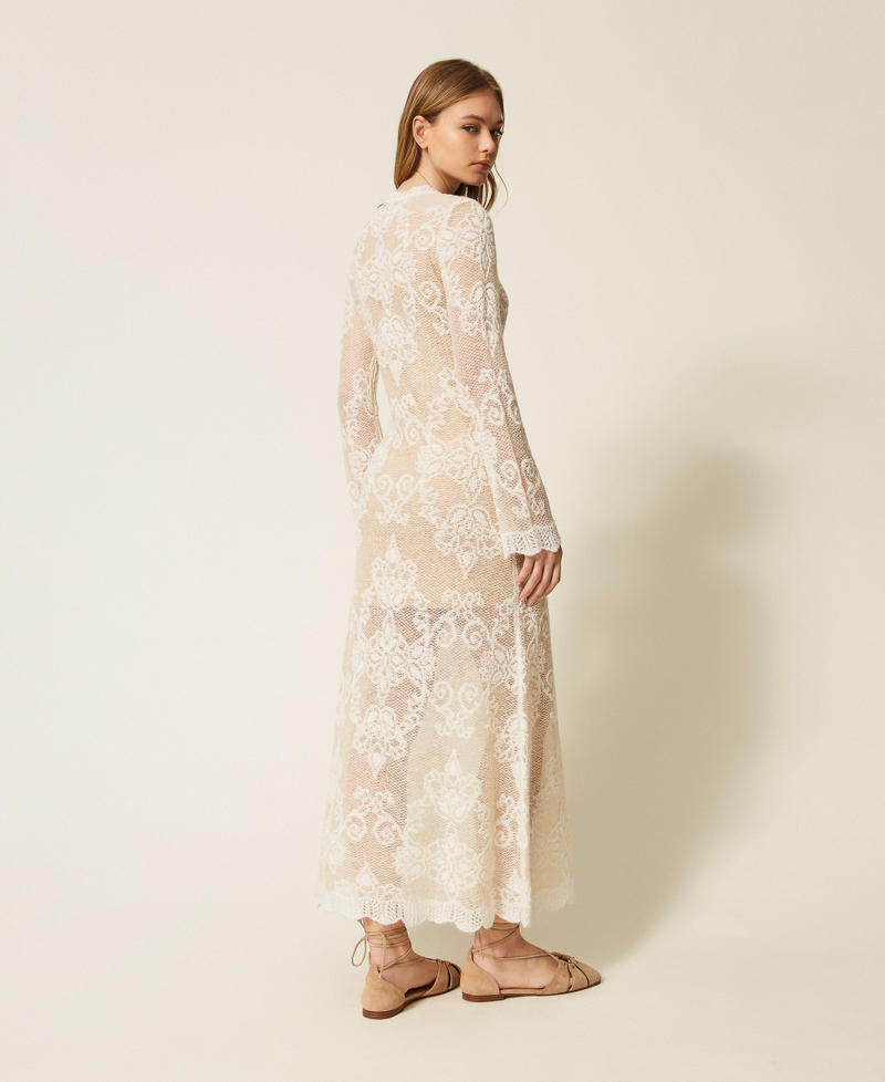 Long jacquard alpaca blend knit dress "Parchment" Beige Woman 262TP3344_07222_04