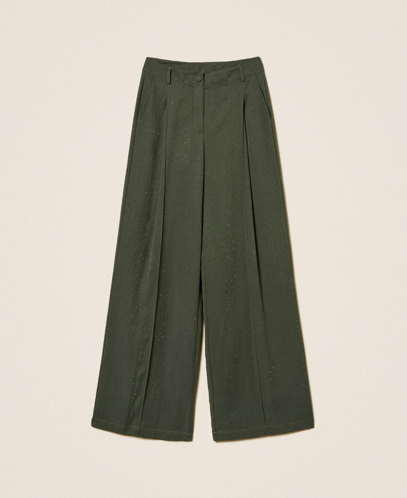 Twill trousers with studs Thyme Green Woman 261LL2PDD_12843_S0