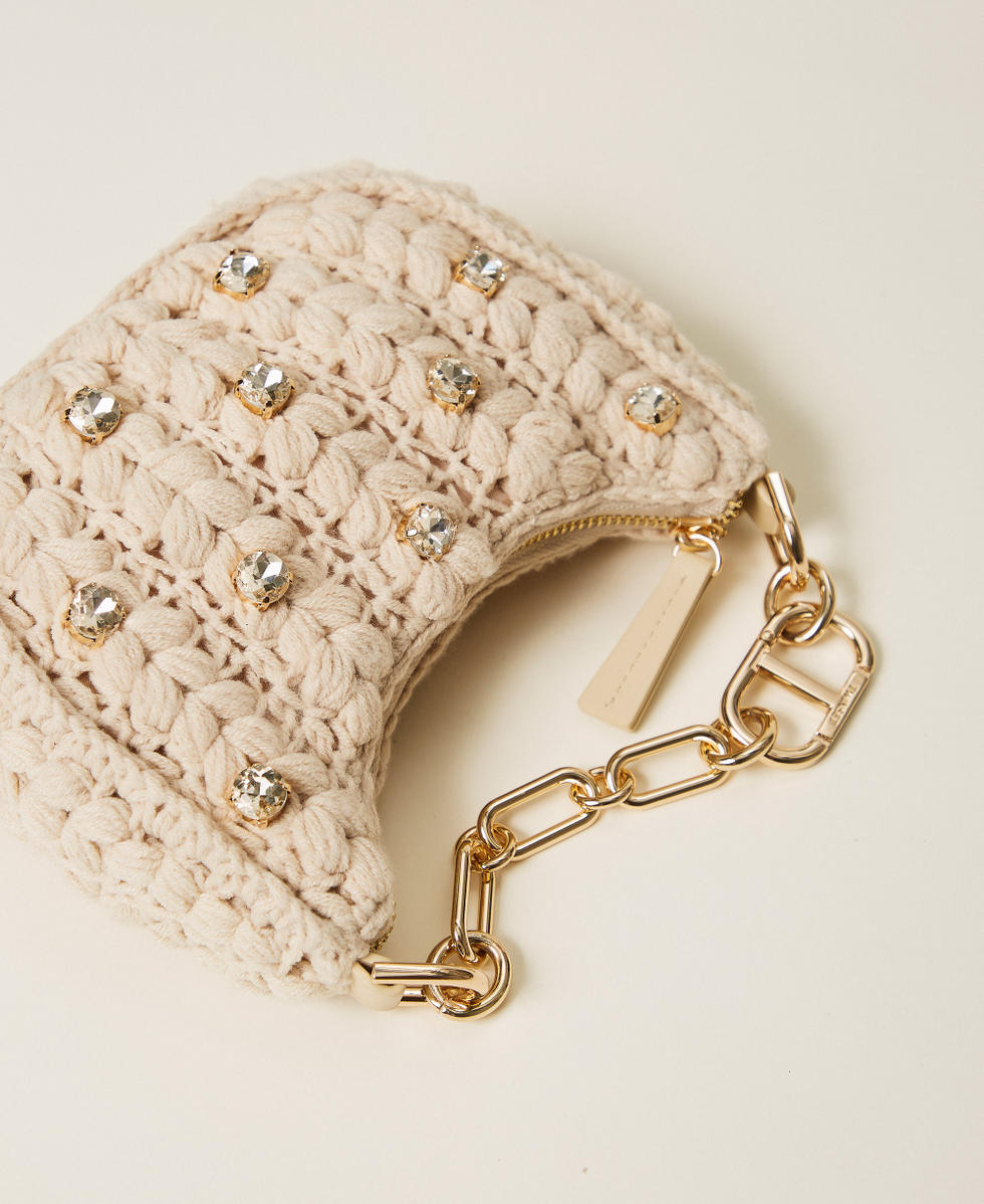 Crochet 'Croissant' bag Woman, Beige | TWINSET Milano