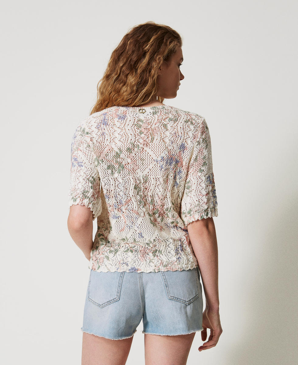 Pullover mit Blumendessin und Allovermuster Multicolor Blumenprint Frau 251TT3340_12531_03