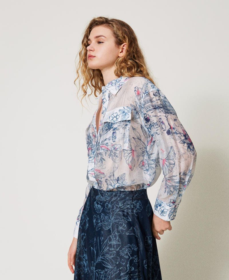 MYFO Hemd aus Organza mit Blumenmotiv Japanese Toile De Jouy Frau 251AQ2091_12431_02