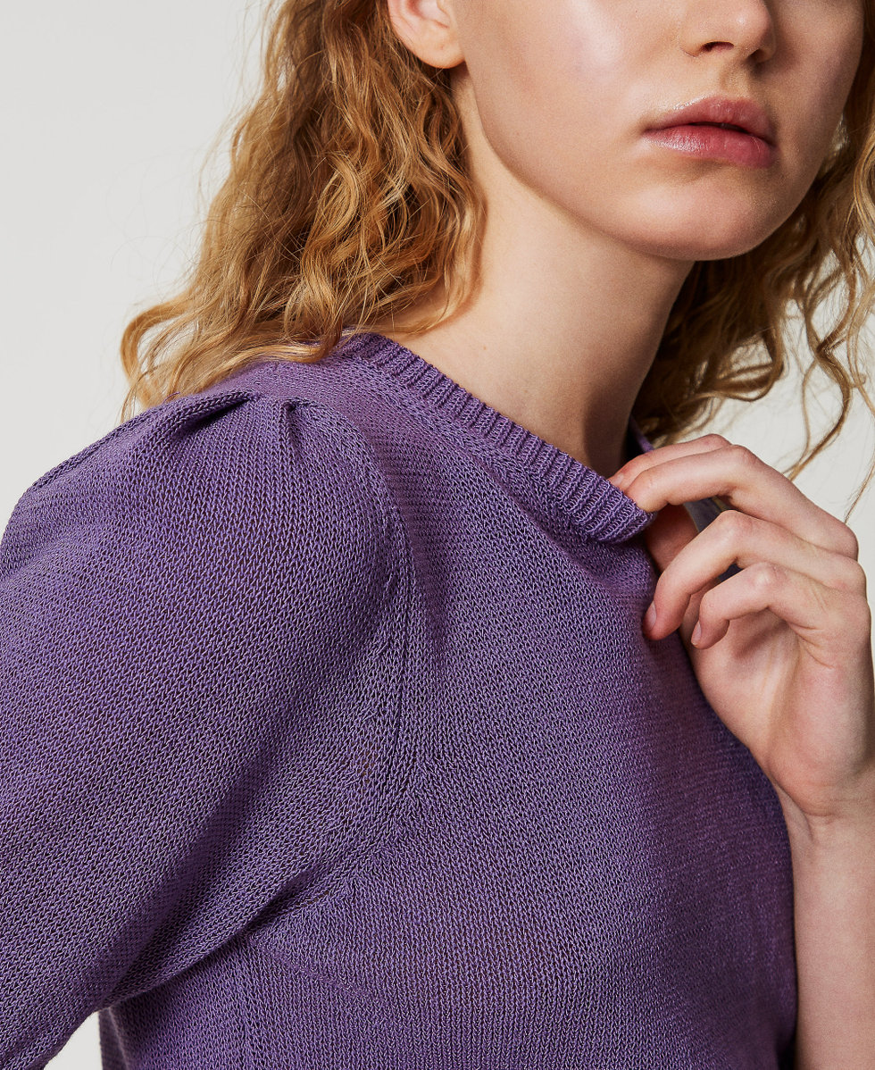 Pull avec manches fronc&eacute;es Cold Lavander Femme 251TT3153_11948_04
