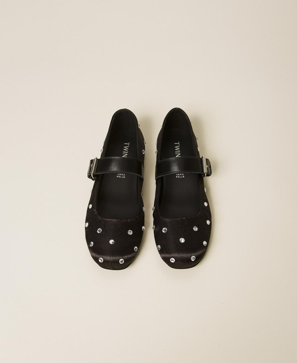 Ballerines babies en satin avec strass Noir Fille 261GCJ024_00006_04