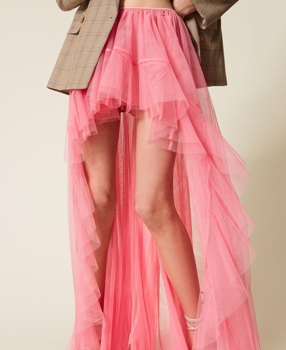 Gonna lunga asimmetrica MYFO in tulle Rosa "Aurora Pink" Donna 261AQ2110_07207_04